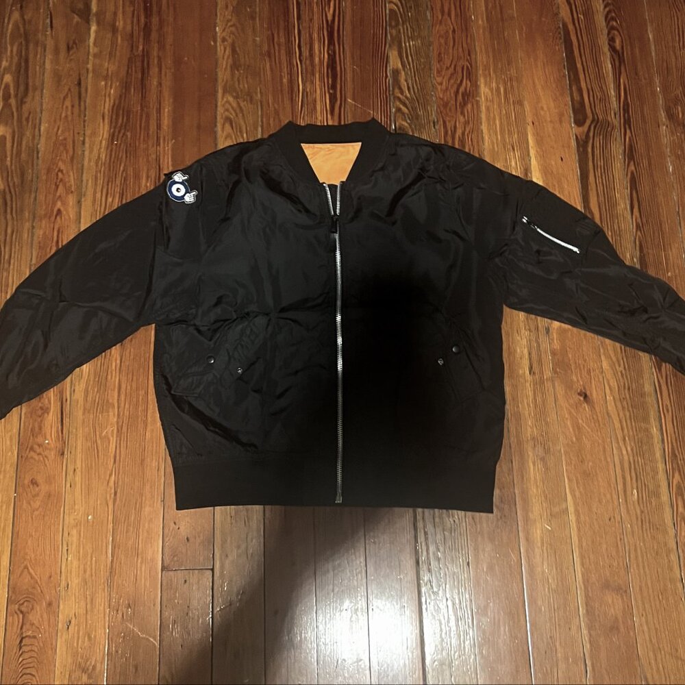 Alpha Industries MA-1 Bomber Jacket Black with a Custom Patch 3XL Plus Size